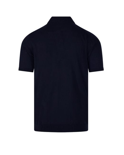 Roberto Collina Blue Fine Knit Polo Shirt for men
