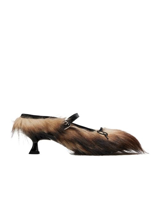 Simone Rocha Brown Faux Fur Grip Mules