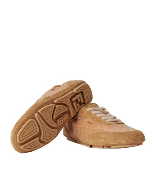 Fendi Brown Fit Low-Top Sneakers for men