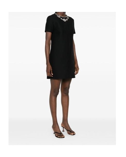 Valentino Black Embroidered Crepe Couture Short Dress