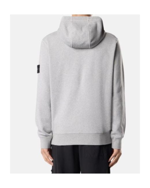 Stone Island Gray Drawstring Hooded Sweater With Pouch Pocket for men