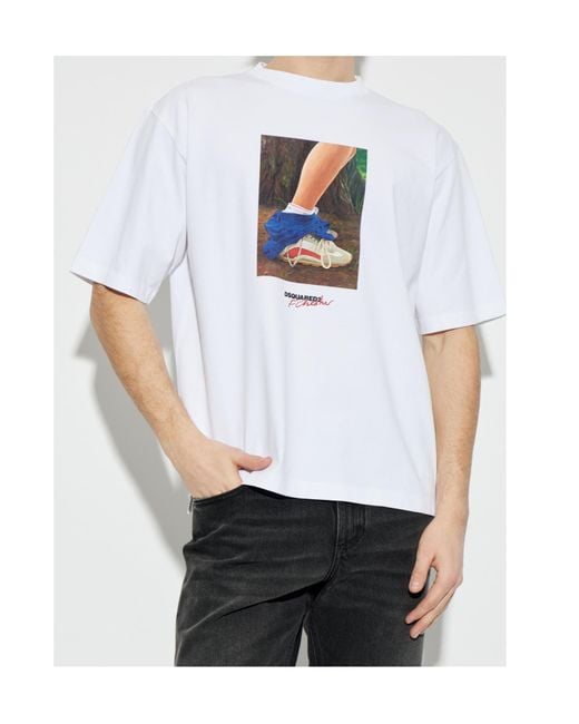 DSquared² White X Felix Chesher Loose Fit T-Shirt for men