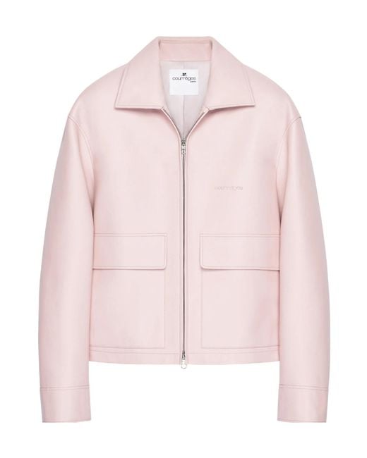 Courreges Pink Double-Pocket Leather Jacket for men