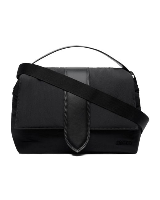 Jacquemus Black Logo Embossed Messenger Bag for men