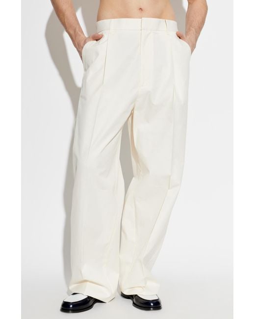 DSquared² White Pleated Wide-Leg Pants for men