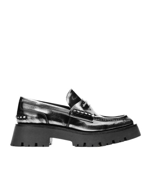 Alexander Wang Black Logo-Lettering Loafers