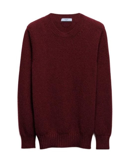 Prada Red Wool And Cashmere Crew-Neck Sweater