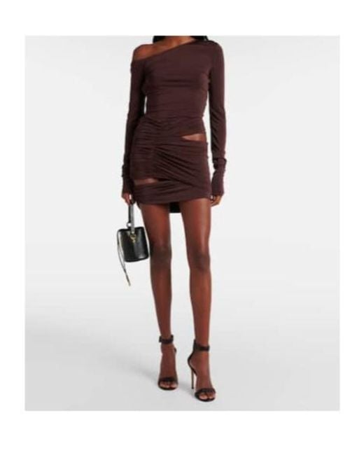 Nensi Dojaka Purple Asymmetric Cutout Minidress
