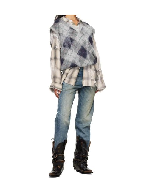 R13 Black Cropped Wide-Leg Jeans