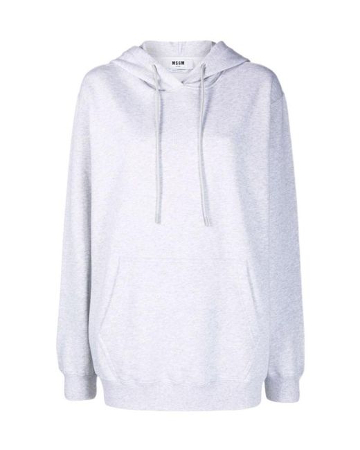 MSGM White Logo-Print Hoodie