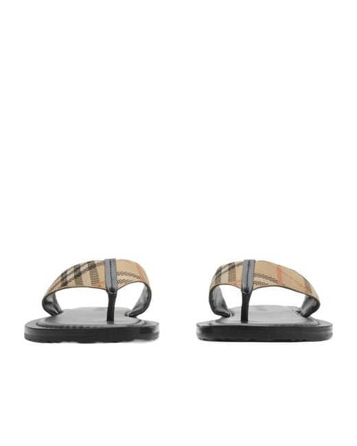 Burberry Brown Checked Pavilion Slip-On Slides for men