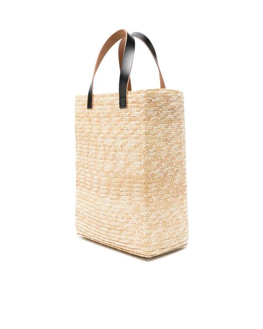 Plan C Black Pili And Bianca Straw Tote Bag