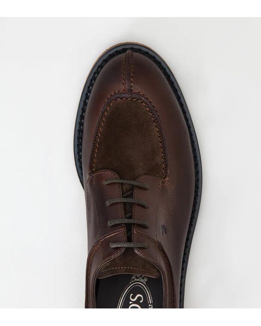 Tod's Brown Leather Lace-Up Oxford Shoes for men