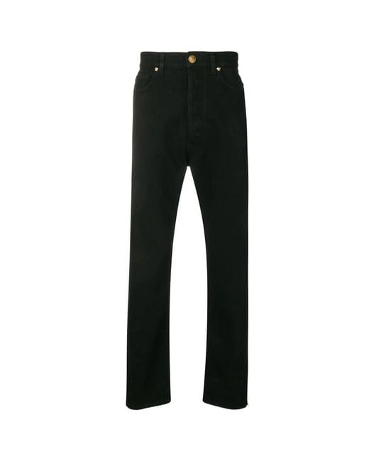 Versace Black Logo-Patch Slim-Fit Jeans for men