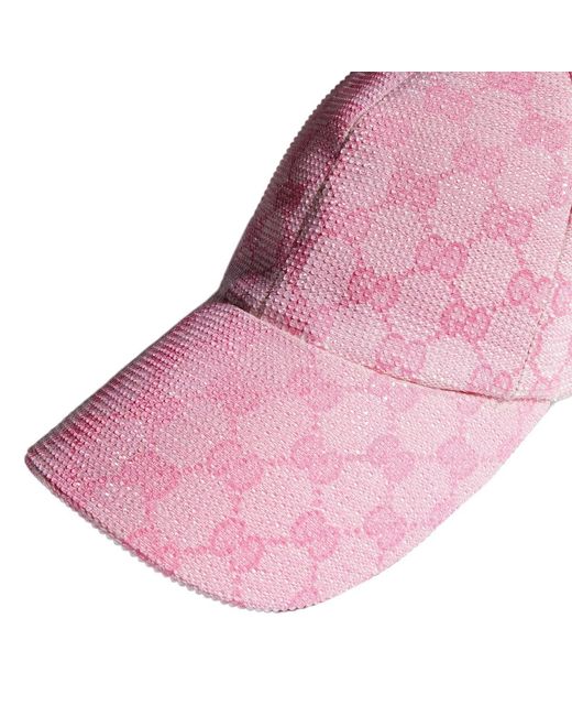 Gucci Pink Embroidered Gg Canvas Baseball Hat