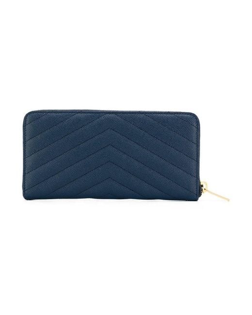 Saint Laurent Blue Classic Logo Wallet