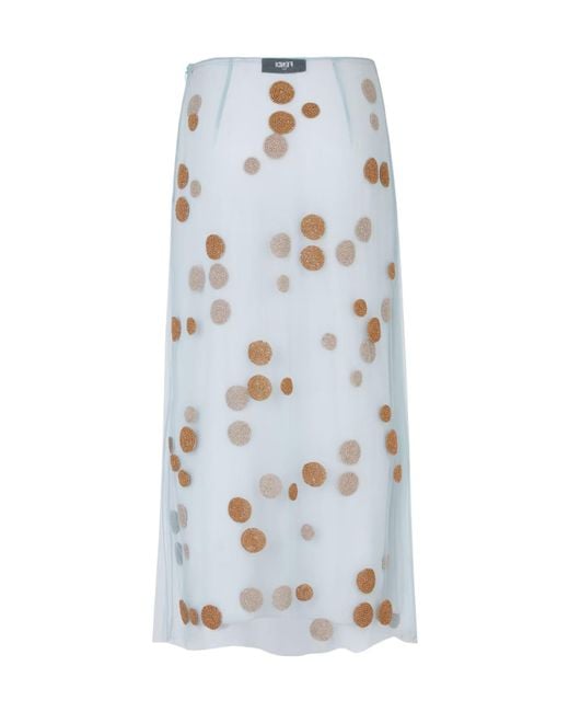 Fendi Blue Polka Dot Embellished Tulle Midi Skirt