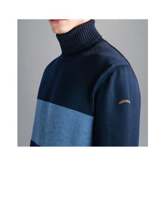 Paul & Shark Blue Virgin Wool Sweater for men