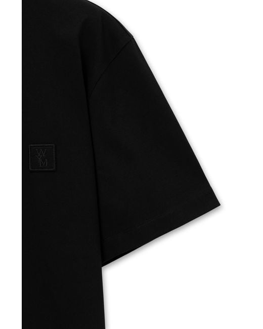 Wooyoungmi Black T-Shirt With Floral Pattern On The Back for men