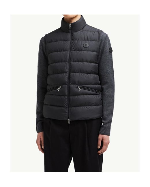 Moncler Black Treompan Logo Patch Padded Gilet for men