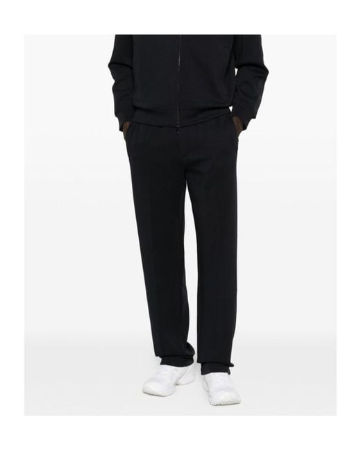 Emporio Armani Black Pleat Detailed Straight Leg Pants for men