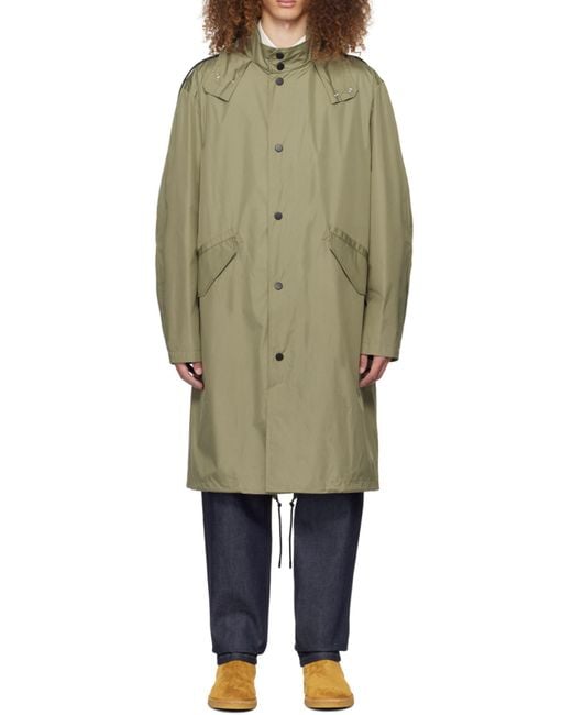 A.P.C. Green Button-Up Hooded Coat for men