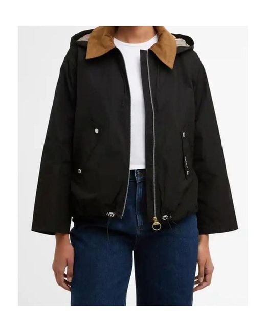 Barbour Black Hooded Bomber Jacket
