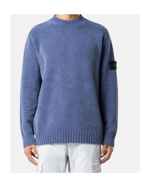 Stone Island Blue Crew-Neck Sweater for men