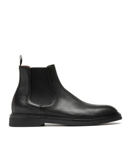 Officine Creative Black Dude Flexi Leather Chelsea Boots for men