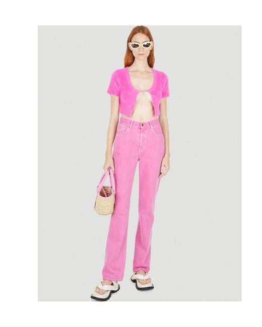 Jacquemus Pink Logo Knitted Cardigan