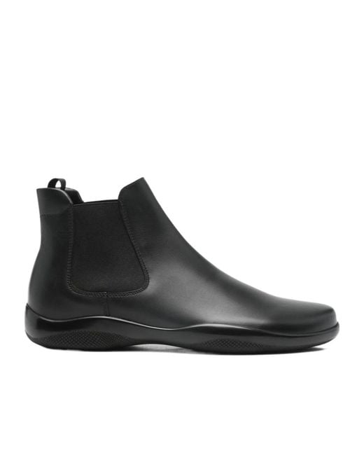 Prada Black Chelsea Boots With Pull Tabs for men