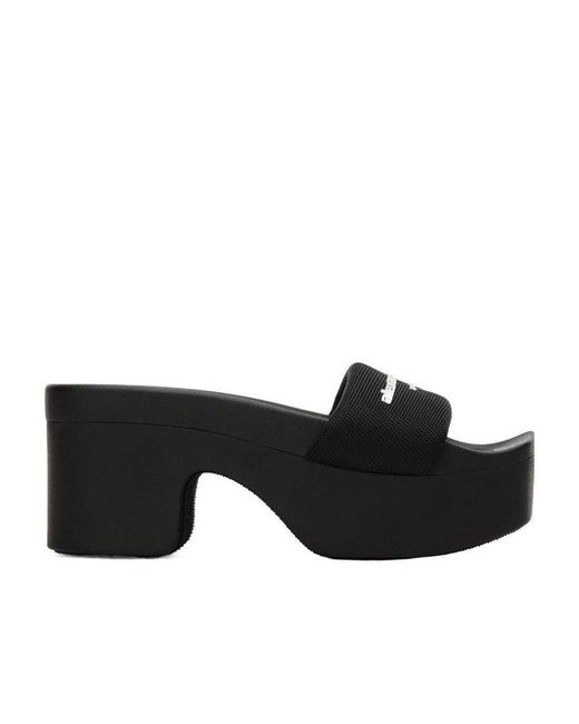 Alexander Wang Black Logo Printed Strap Heel Sandals