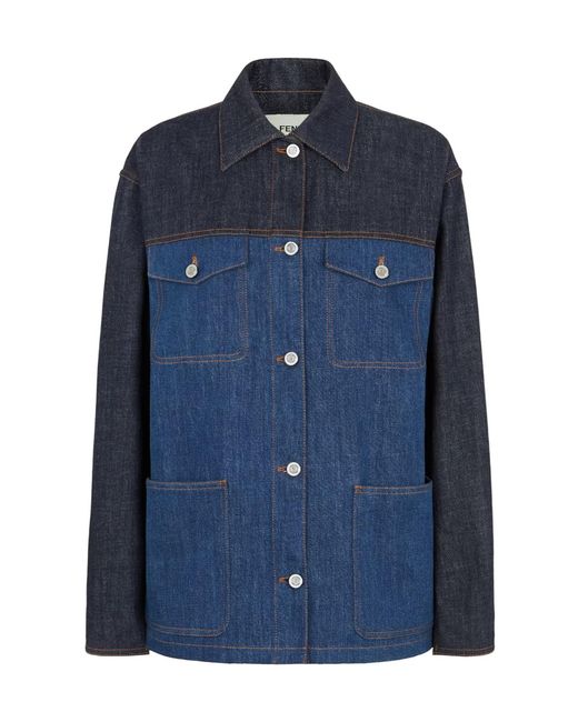 Fendi Blue Two-Tone Denim Jacket