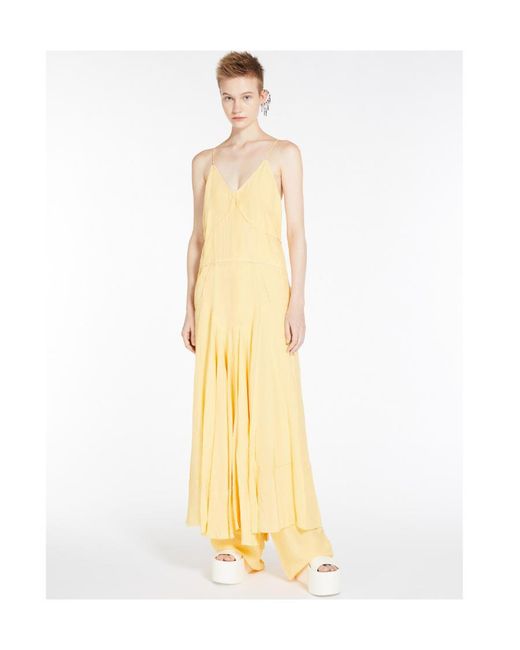 Sportmax Metallic V-Neck Gathered Maxi Dress