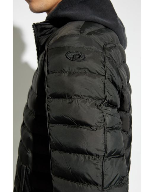 DIESEL Black Long-Sleeved Quilted Cotton Clothes for men