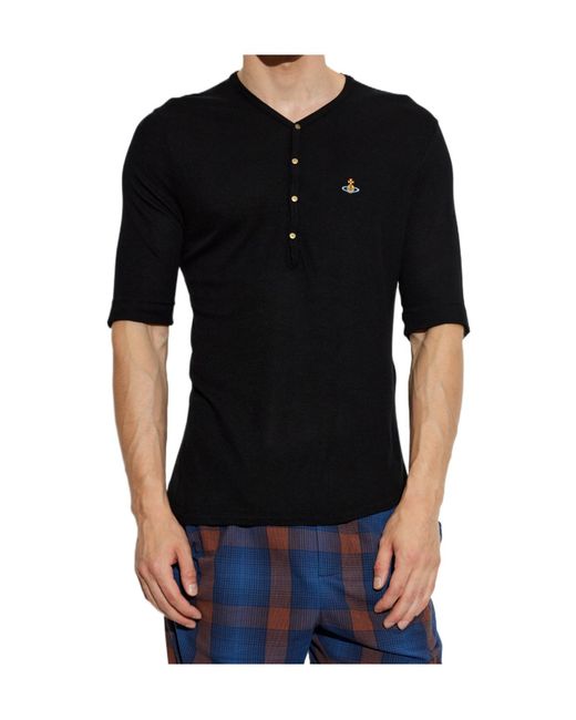 Vivienne Westwood Black T-Shirt Sailor Henley for men