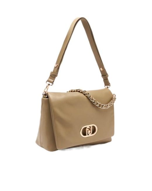 Liu Jo Metallic Lapuffy Large Braided Chain Logo Satchel