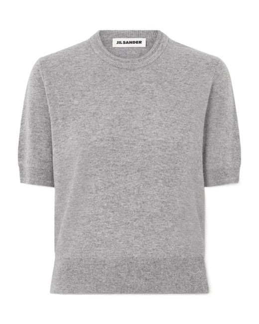 Jil Sander Gray Short-Sleeved Wool Knit Sweater