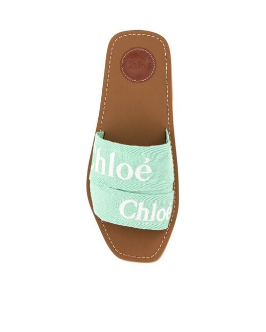 Chloé Green Chloé Woody Flat Sandals