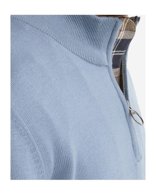 Barbour Blue Quarter-Zip Knit Jumper for men