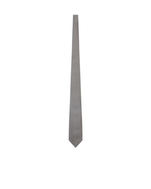 Tom Ford White Silk Tie With Geometric Pattern for men