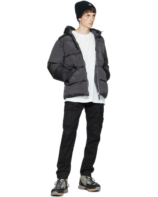 Stone Island Gray Compass Logo-Patch Padded Jacket for men