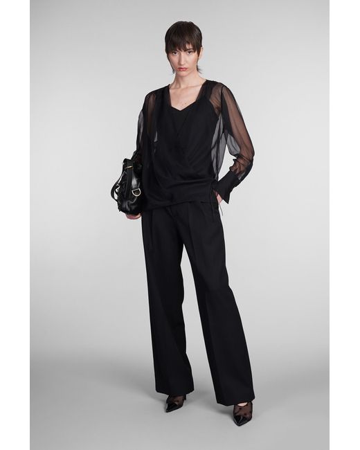 Givenchy Black Sheer Detailed Long-Sleeve Top