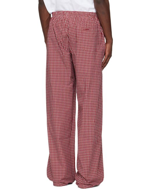 Vetements Red Checked Wide-Leg Trousers for men