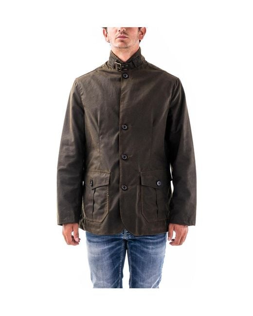 Barbour Black Wax Coated High-Neck Jacket for men