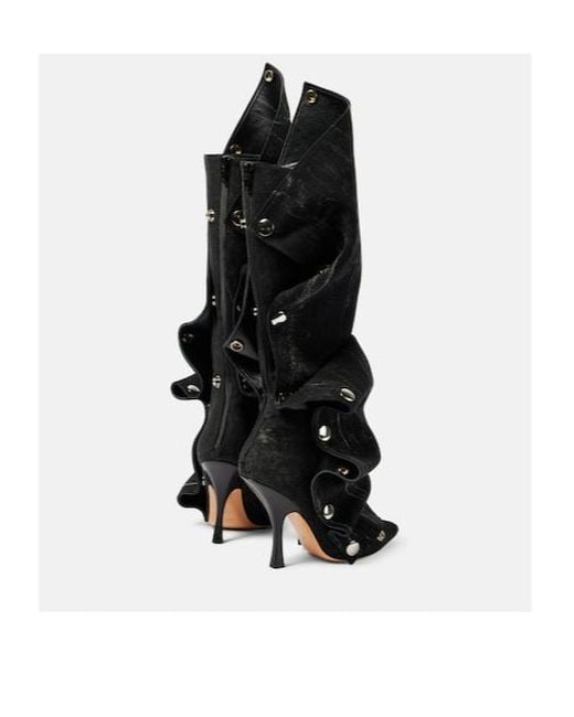 Y. Project Black Snap Denim Knee-High Boots
