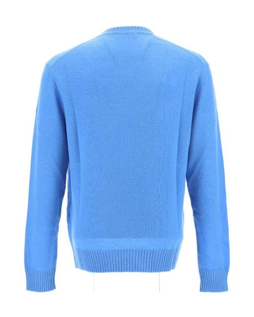 Jil Sander Blue Crewneck Knitted Jumper for men