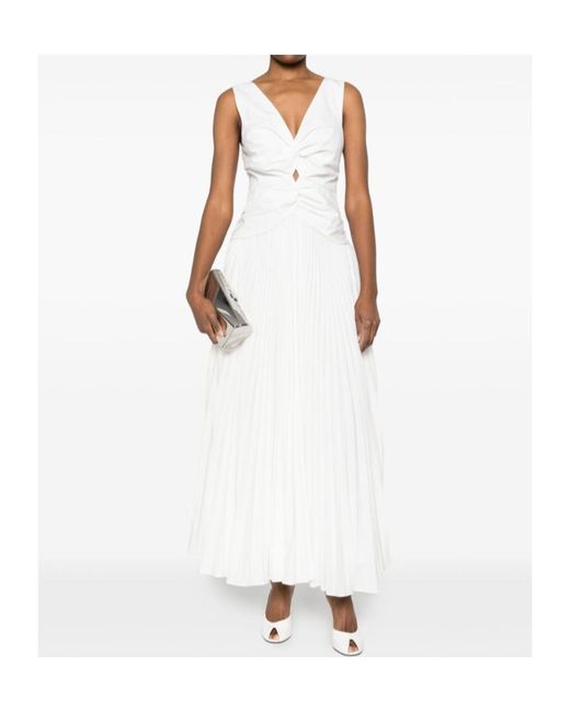 Jonathan Simkhai White Vivianne Pleated Midi Dress