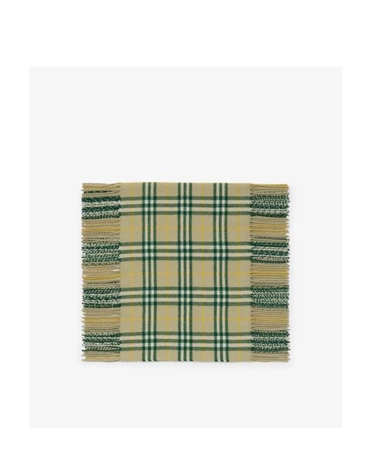 Burberry Green Checkered Fringed-Edge Scarf for men