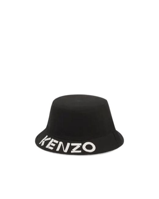 KENZO Black Logo Patch Reversible Bucket Hat for men